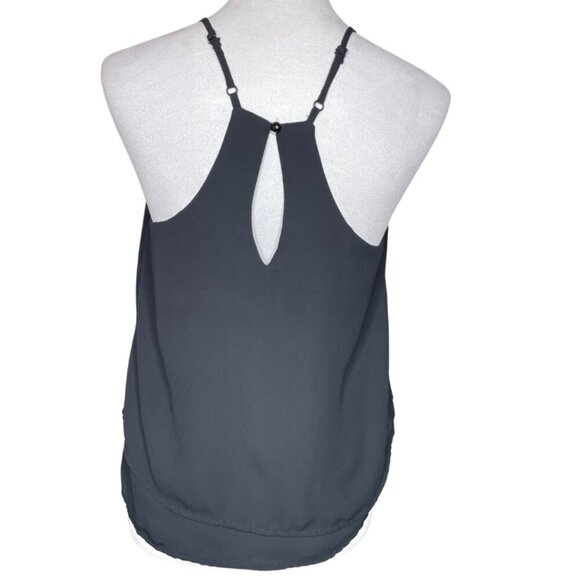 Ambiance Black Pleated Layered Racerback Sheer Cami Blouse Top Layers Medium - Picture 3 of 7